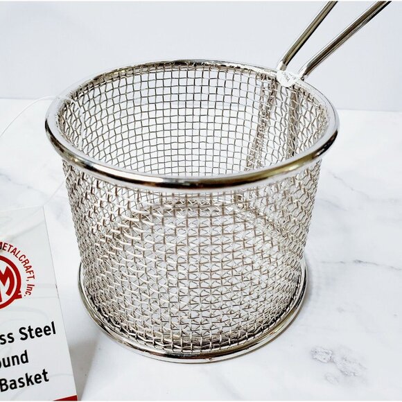 LOT OF 7 Kitchen/Restaurant Stainless Steel Fries Basket -  Round Snack basket - Picture 5 of 8